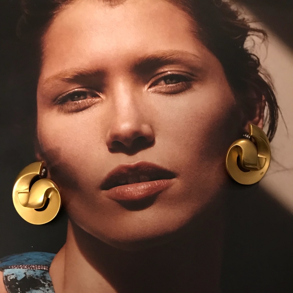Vintage Gold Oversized Pierced Earrings